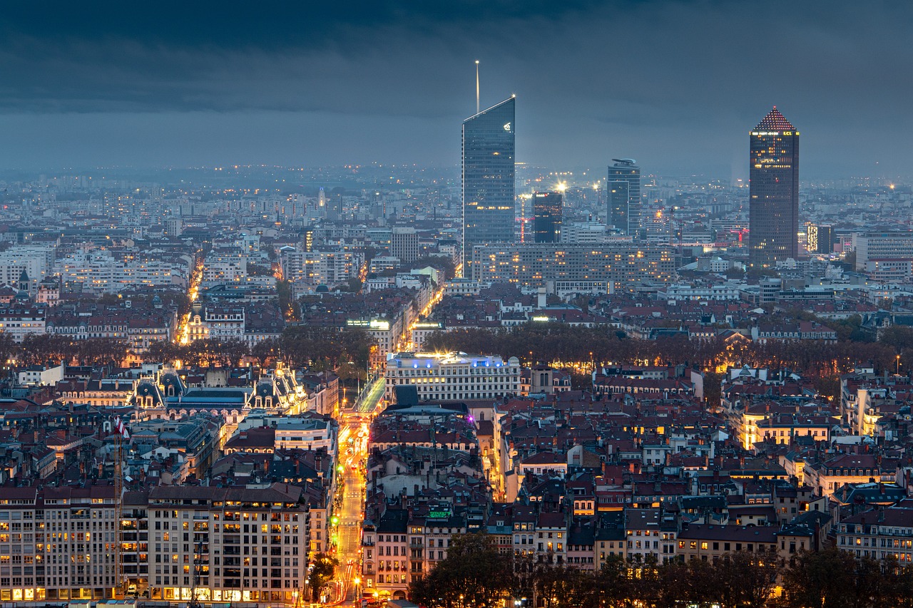 city, skyline, buildings, lyon, fourvière, france, architecture, night, lyon, lyon, lyon, lyon, lyon